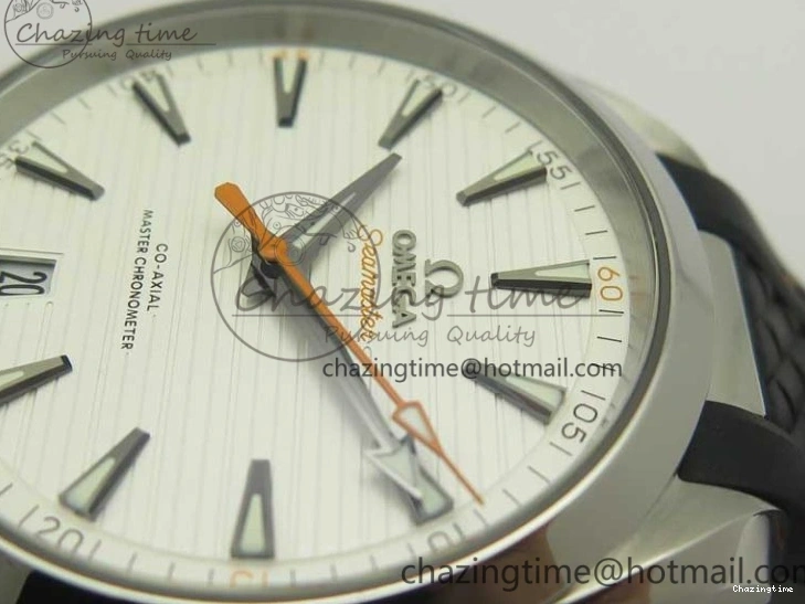 0411 SmoothTexture Aqua Terra 150M Master Chronometers VSF 1:1 Best Edition White Dial Orange Hand on Black Rubber Strap A8900 Super Clone 8011